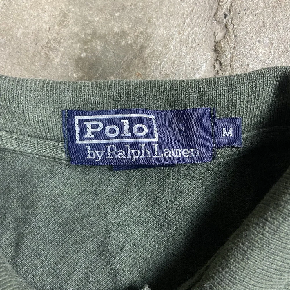 Vintage 90s Polo Ralph Lauren Long Sleeve Polo Size Medium Green Purple Pony